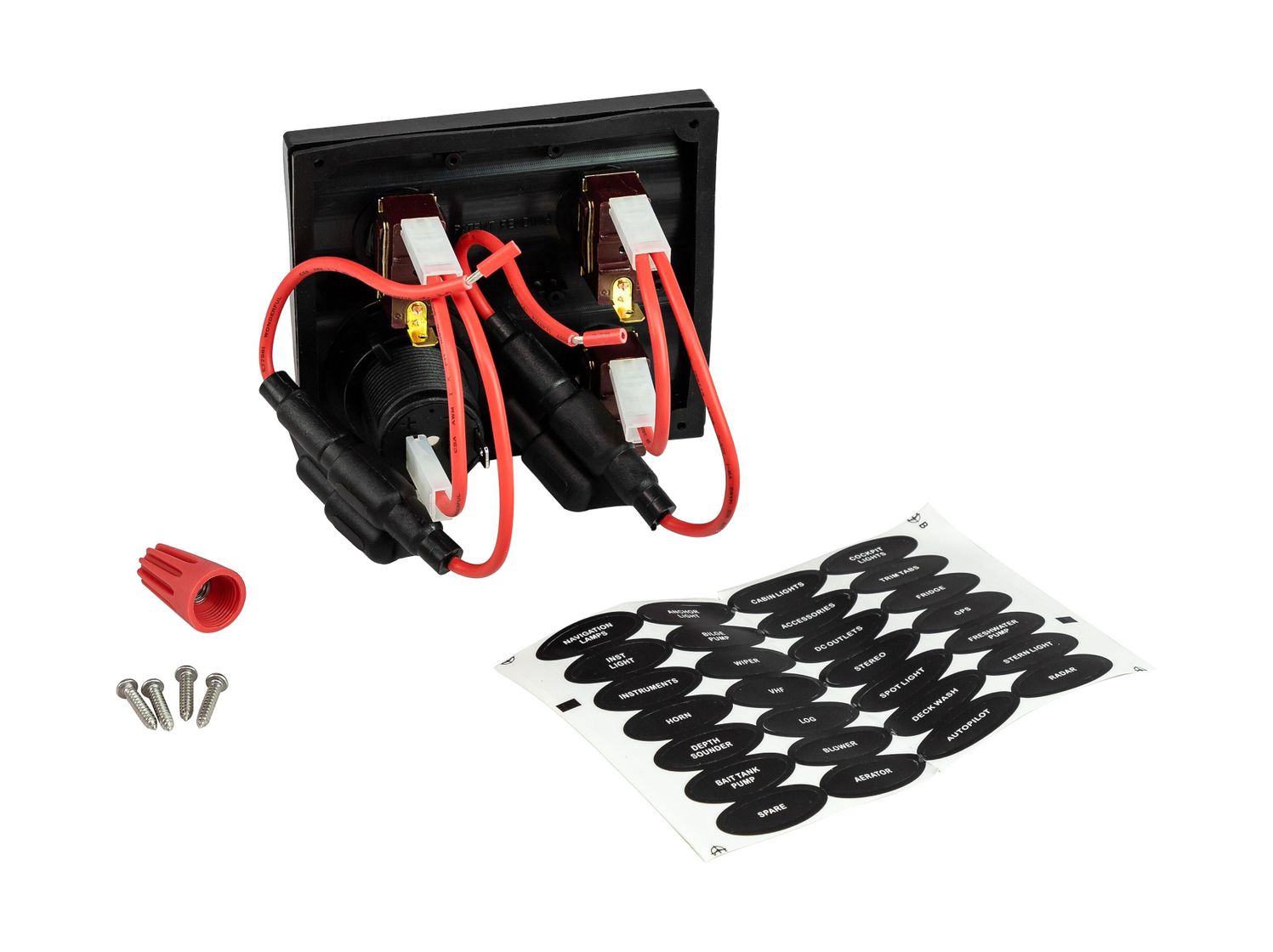 картинка Панель бортового питания 3 переключателя, разъем прикуривателя