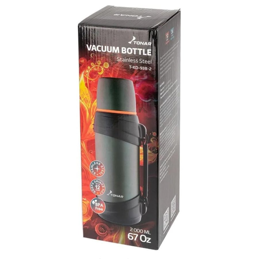 картинка Термос ТОНАР 2000ML хаки (дополн.пласт.чашка, ручка)