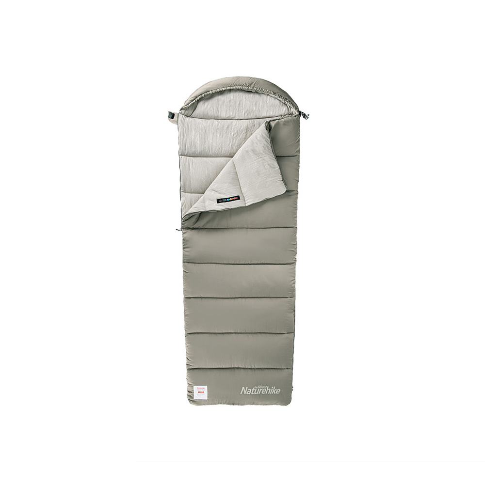 картинка Ультралёгкий спальный мешок Naturehike NH20MSD02 M300 хлопковый с капюшоном весна осень зеленый, молния справа