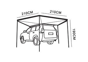 картинка Маркиза автомобильная РИФ веерная, безопорная 2,0х2,0 м (правая)