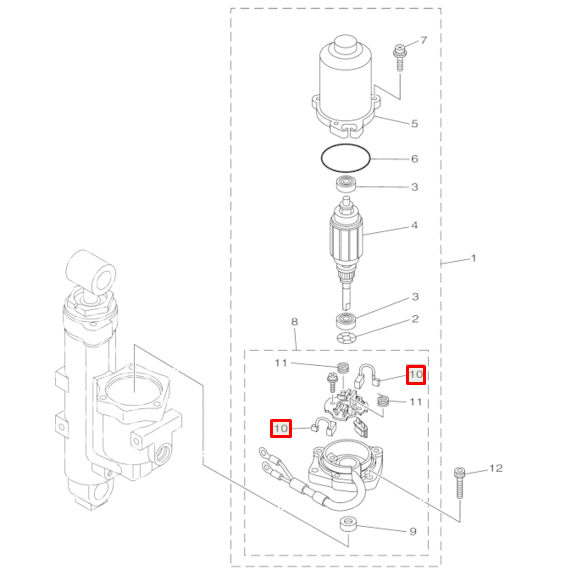картинка Щетка мотора гидравлики Yamaha F40-60 (Yamaha)