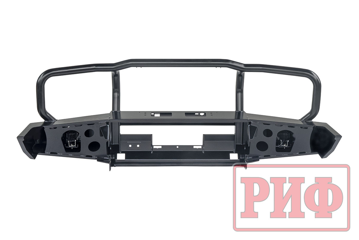картинка Бампер РИФ передний Toyota Land Cruiser 76/78 2007+ c доп. фарами и защитной дугой, под штатную лебедку