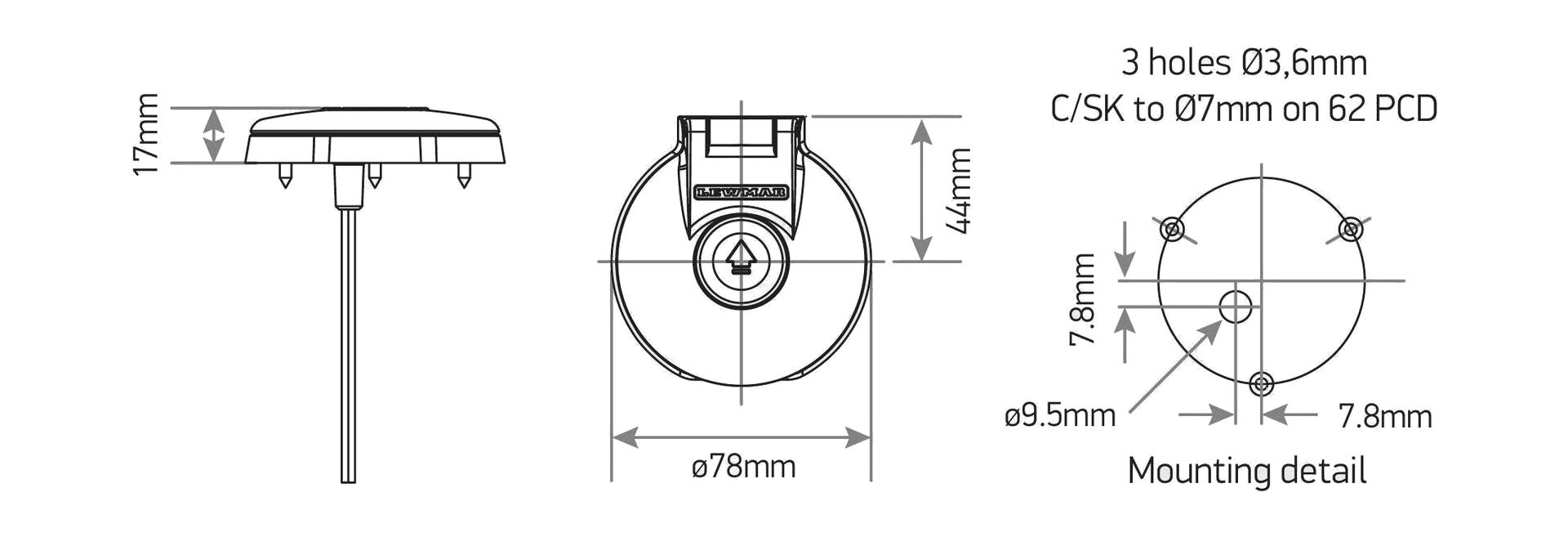 картинка Кнопка управления якорной лебедкой, палубная Lewmar (UP)