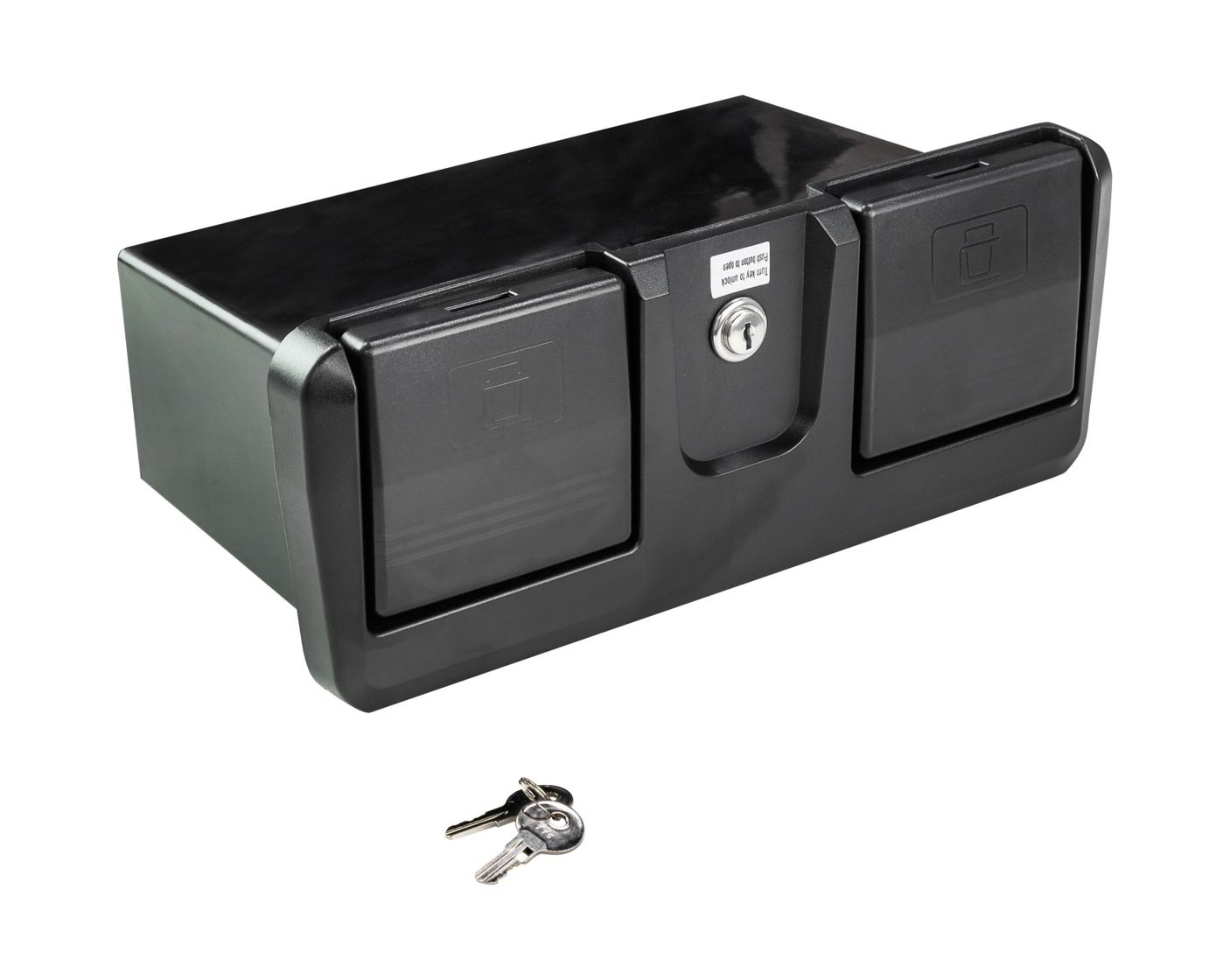 картинка Ящик для мелочей врезной, с замком и складными подстаканниками, черный