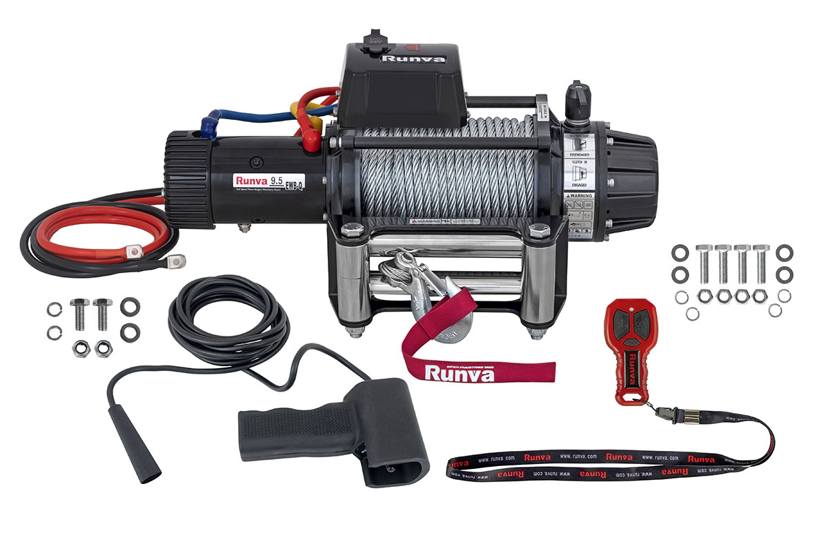 картинка Лебёдка Runva 9500 lbs 4350 кг 24V влагозащищенная, стальной трос