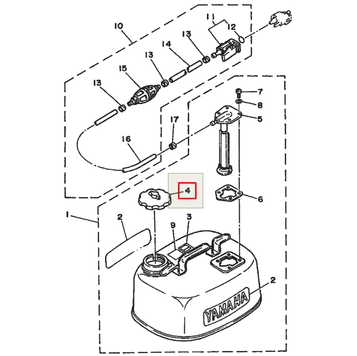 картинка Крышка металлического топливного бака 12 литров Yamaha