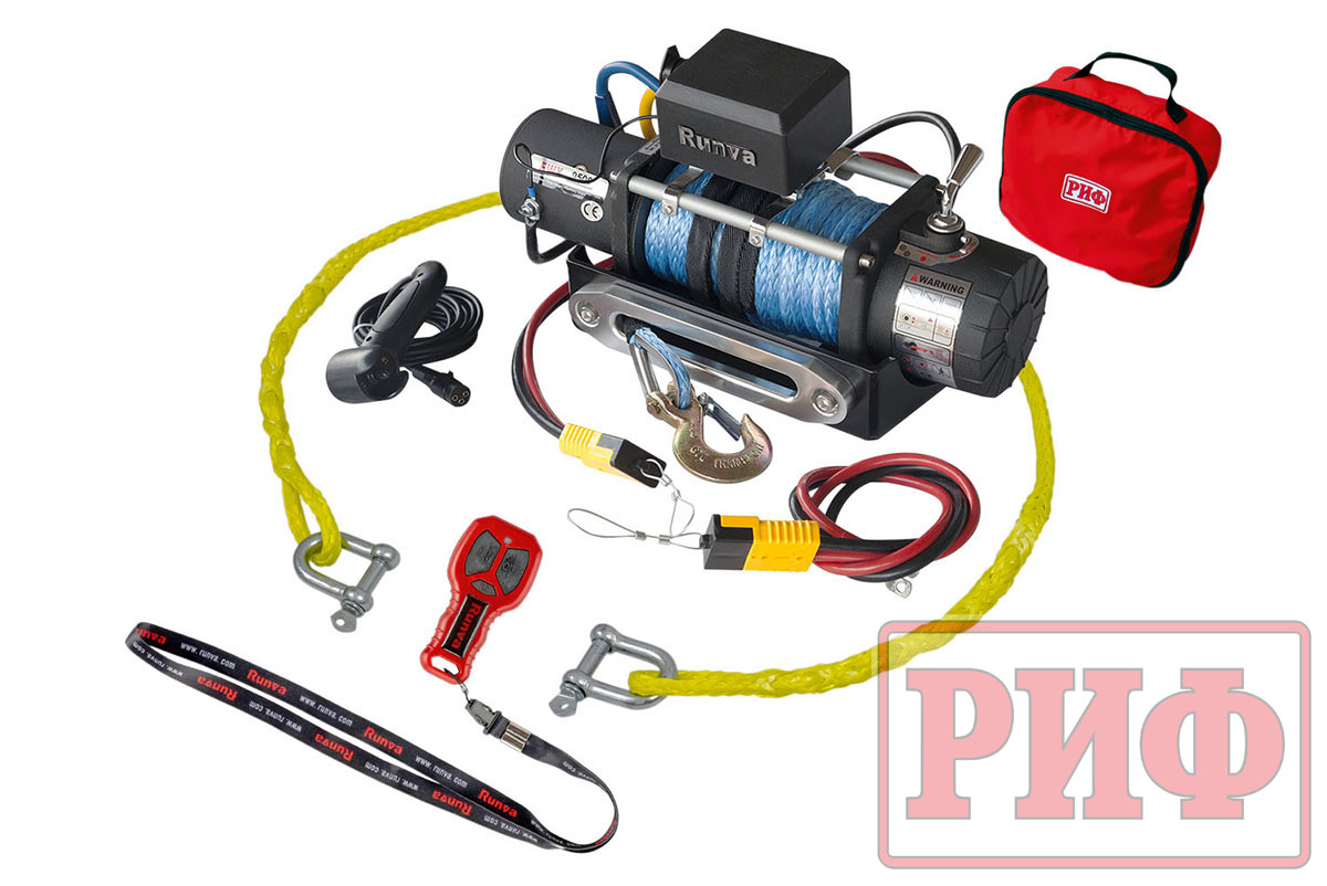 картинка Переносная лебедка РИФ 9500SR c облегчённой площадкой и проводами синт. трос