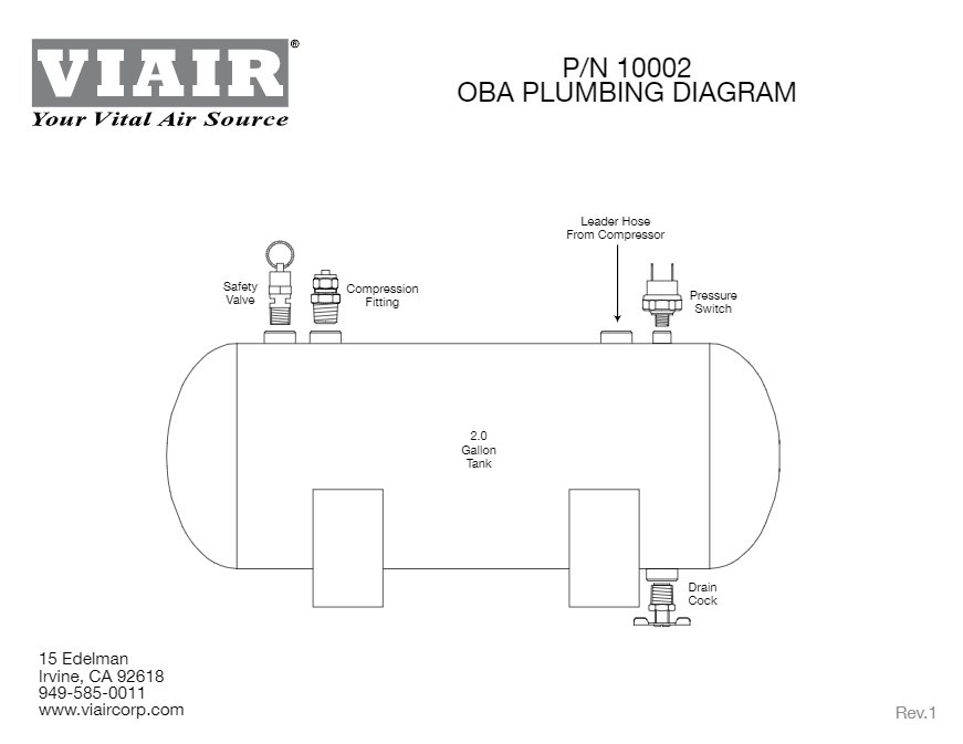 картинка Пневмосистема VIAIR к-т 275С Ресивер 8 л