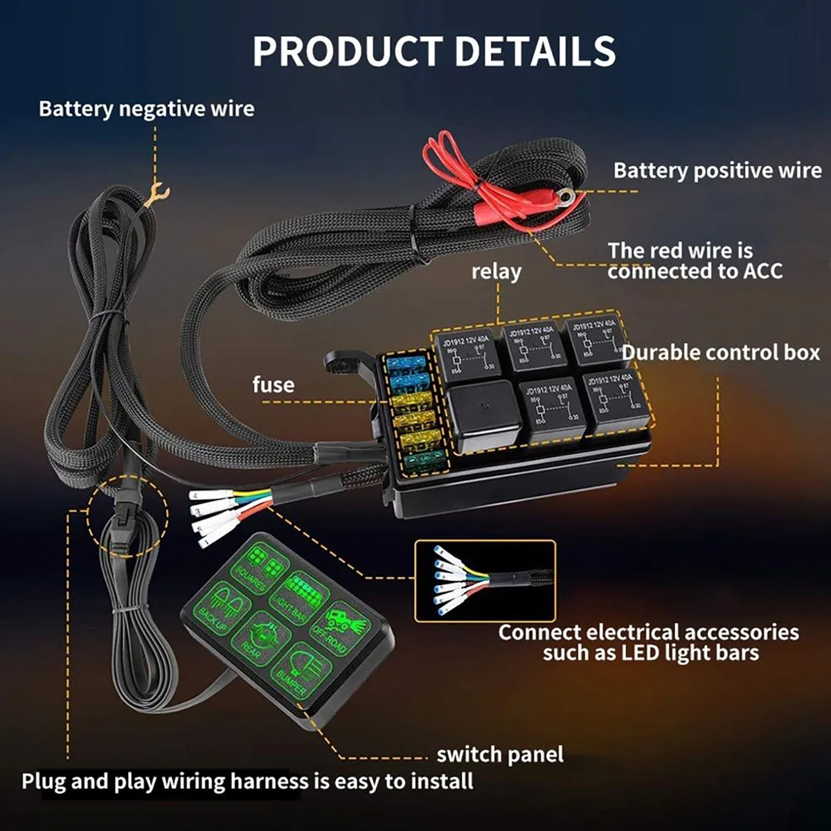 картинка Панель переключателей групповая 6 шт. 12В 60А, 24В 40А 960Вт