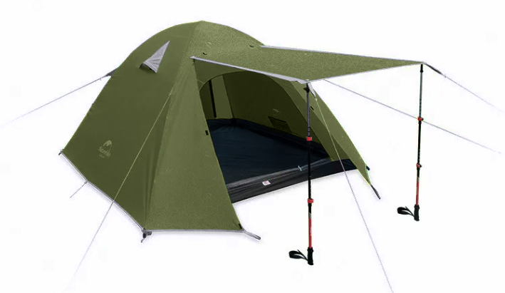 картинка Палатка Naturehike P-Series 2-местная, алюминиевый каркас, темно-зеленый
