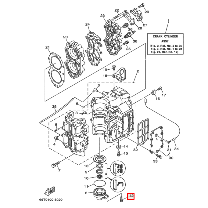 картинка Болт M6x20 Yamaha (97595-06520;T30-14035) (YUELANG)