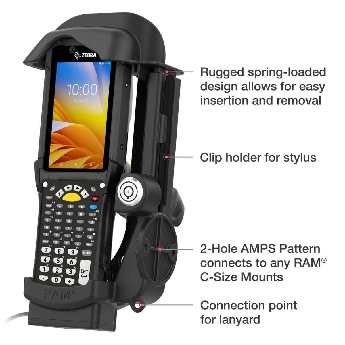 картинка Док-станция с питанием RAM для Zebra MC9300 (RAM-HOL-ZE32PLU)