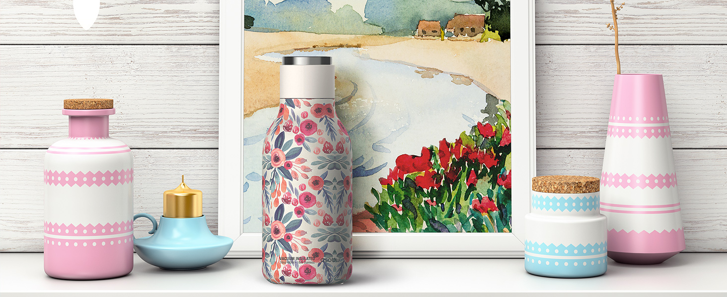 картинка Термобутылка URBAN, 460 мл, цветы