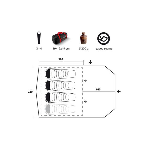картинка Миниатюрная палатка Trimm EAGLE, зеленый 3+1
