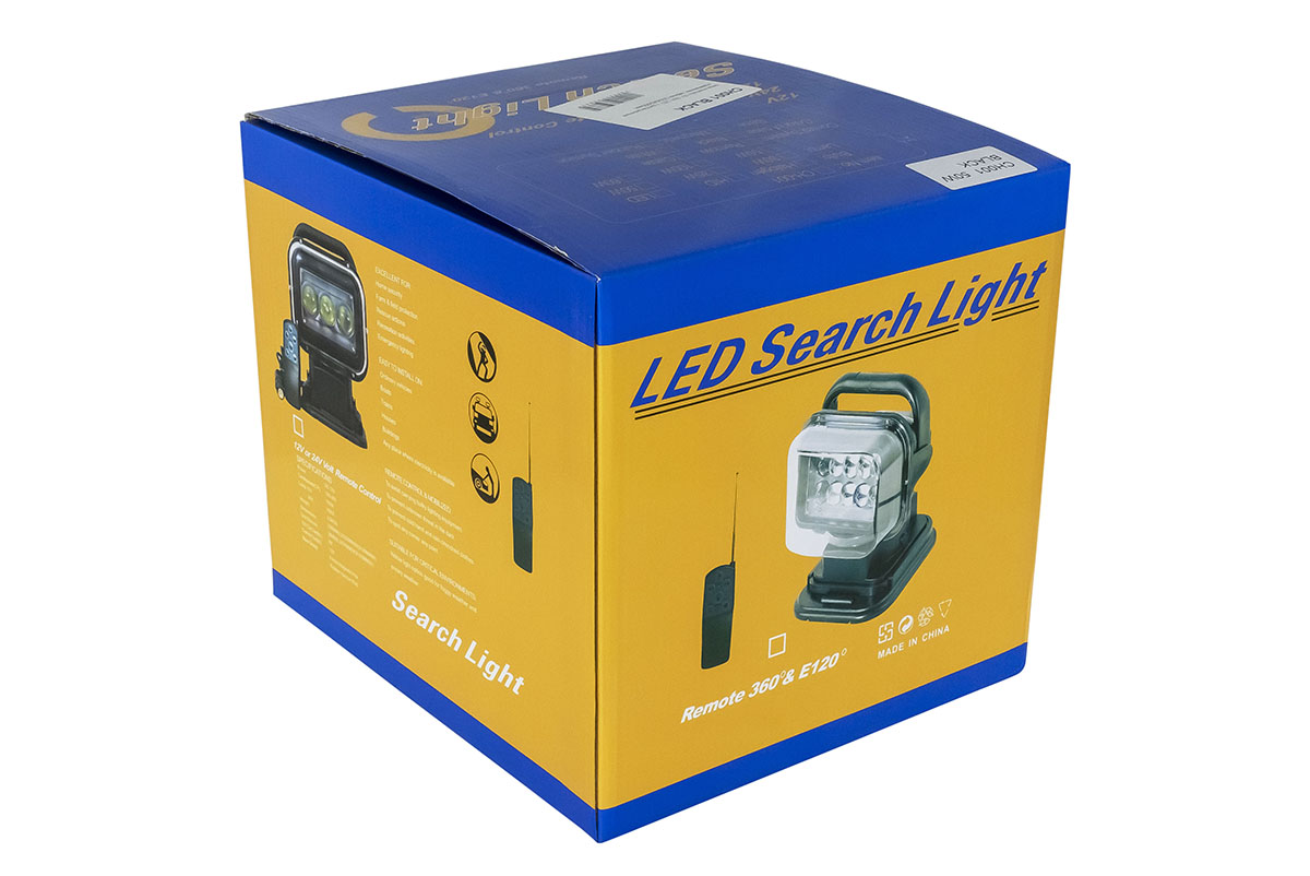 картинка Фара-искатель 12V 50W LED с дистанционным управлением, черный (200х240х200мм) 