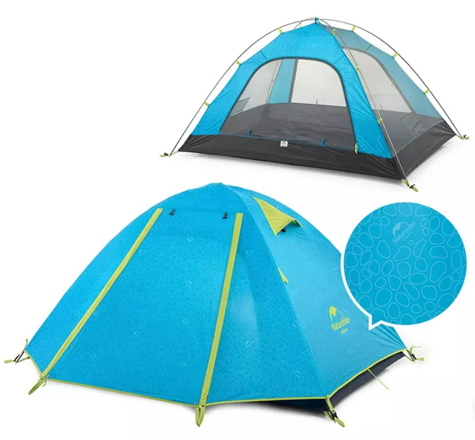 картинка Палатка Naturehike P-Series 4-местная, алюминиевый каркас, голубая