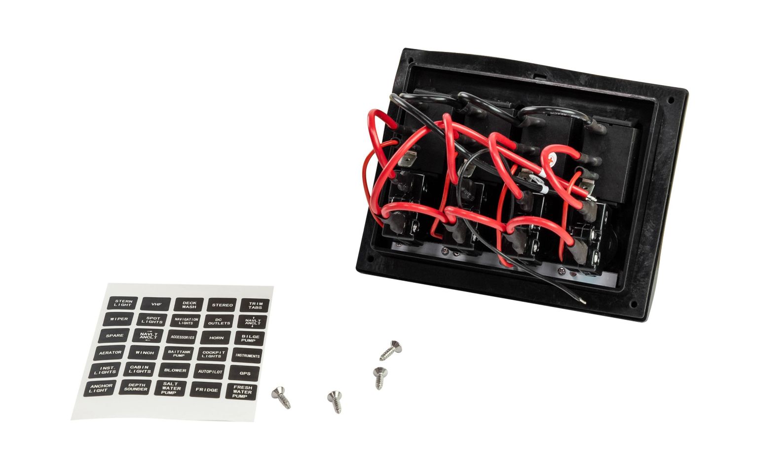 картинка Панель бортового питания 4 переключателя, индикация, автоматы