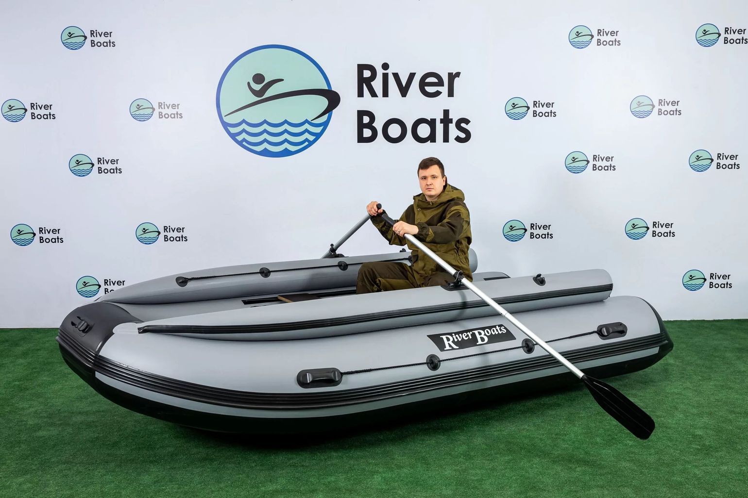 картинка Надувная лодка ПВХ, RiverBoats RB 410 НДНД, ф/б, черно-серый
