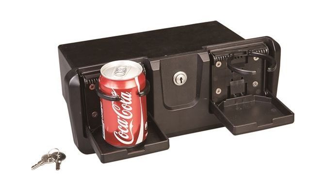 картинка Ящик для мелочей врезной, с замком и складными подстаканниками, черный