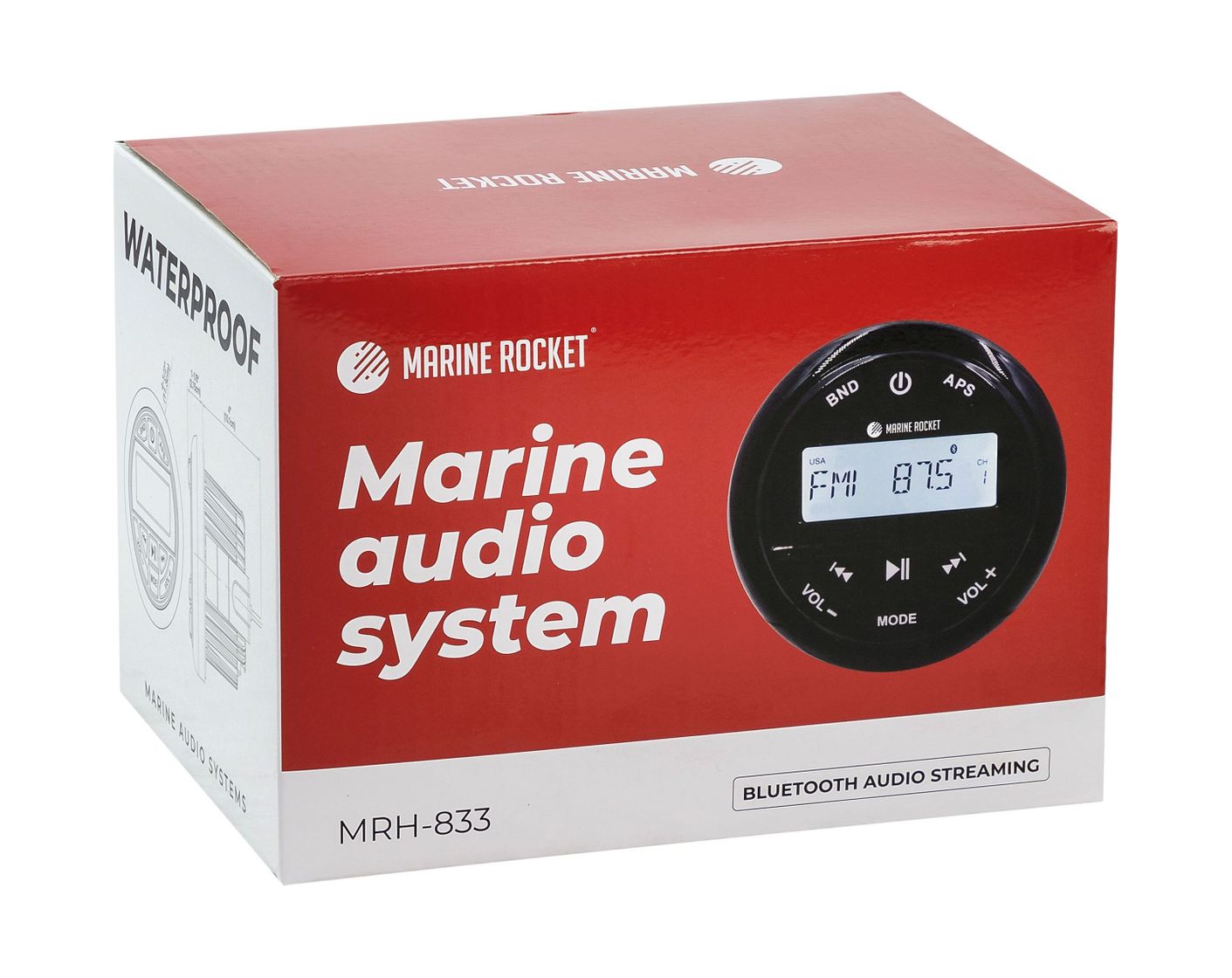 картинка Морская магнитола MRH-833, серебристый ободок, Marine Rocket