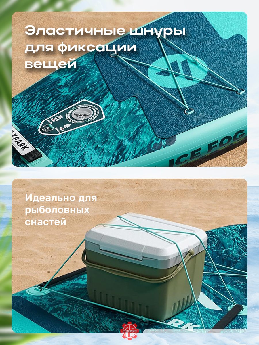 Сапборд надувной FLYPARK ICE FOG 325x89x15 см бирюзовый-голубой
