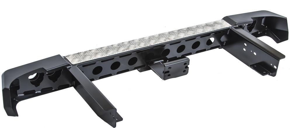 картинка Бампер задний РИФ УАЗ Патриот (пикап) с квадратом под фаркоп и фонарями лифт