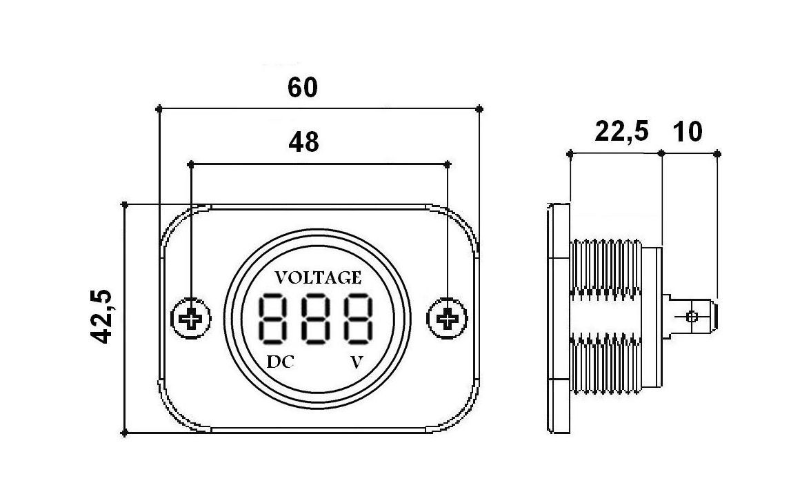 картинка Вольтметр цифровой на панели 5-30 В