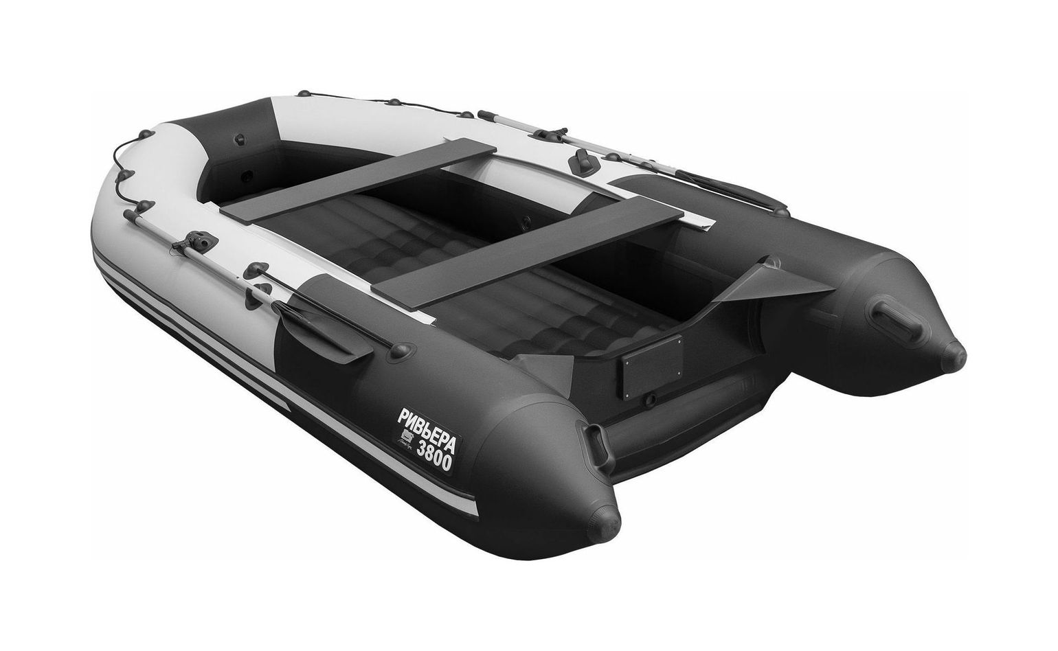 картинка Надувная лодка ПВХ, Ривьера Компакт 3800 НДНД Комби, светло-серый/черный