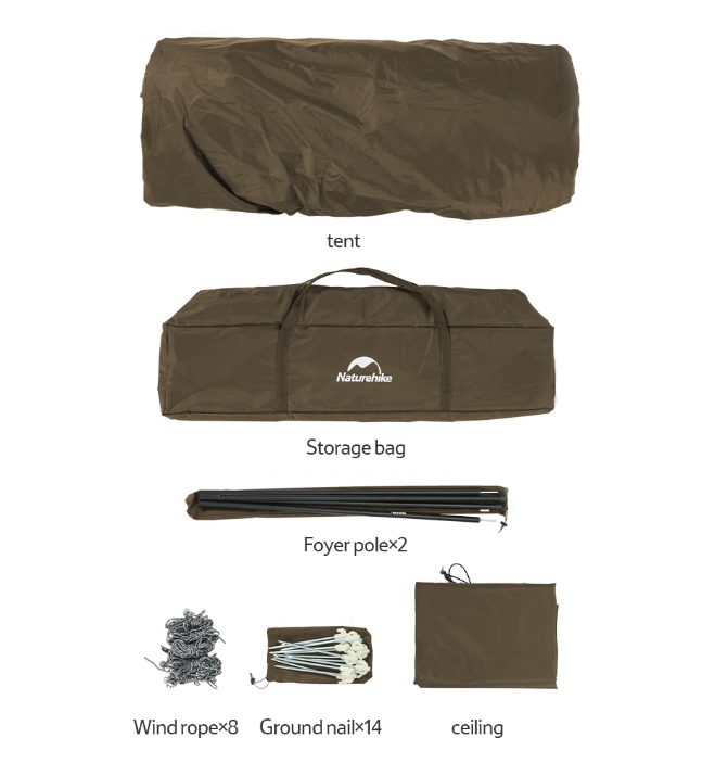 картинка Палатка Naturehike Hexagonal 3-4-местная, автоматическая, хаки (бежевая)