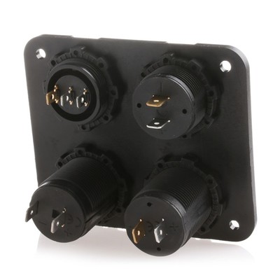 картинка Гнездо прикуриватель + 2USB + вольтметр + выключатель