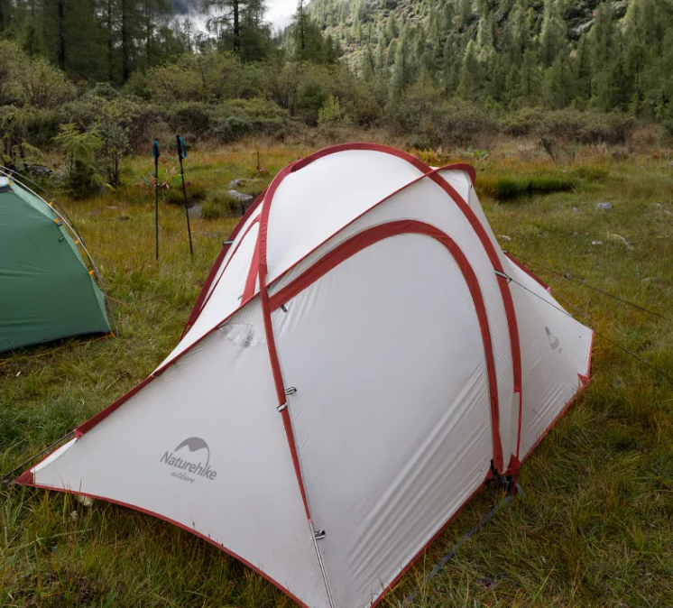 картинка Палатка Naturehike Hiby Si 3-местная, алюминиевый каркас, серо-красная