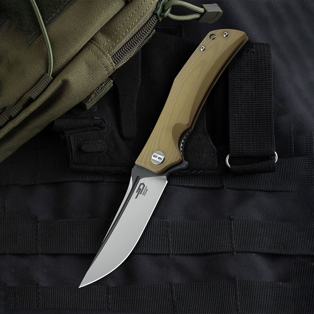 картинка Нож Bestech Scimitar сталь D2, рукоять G10 бежевая