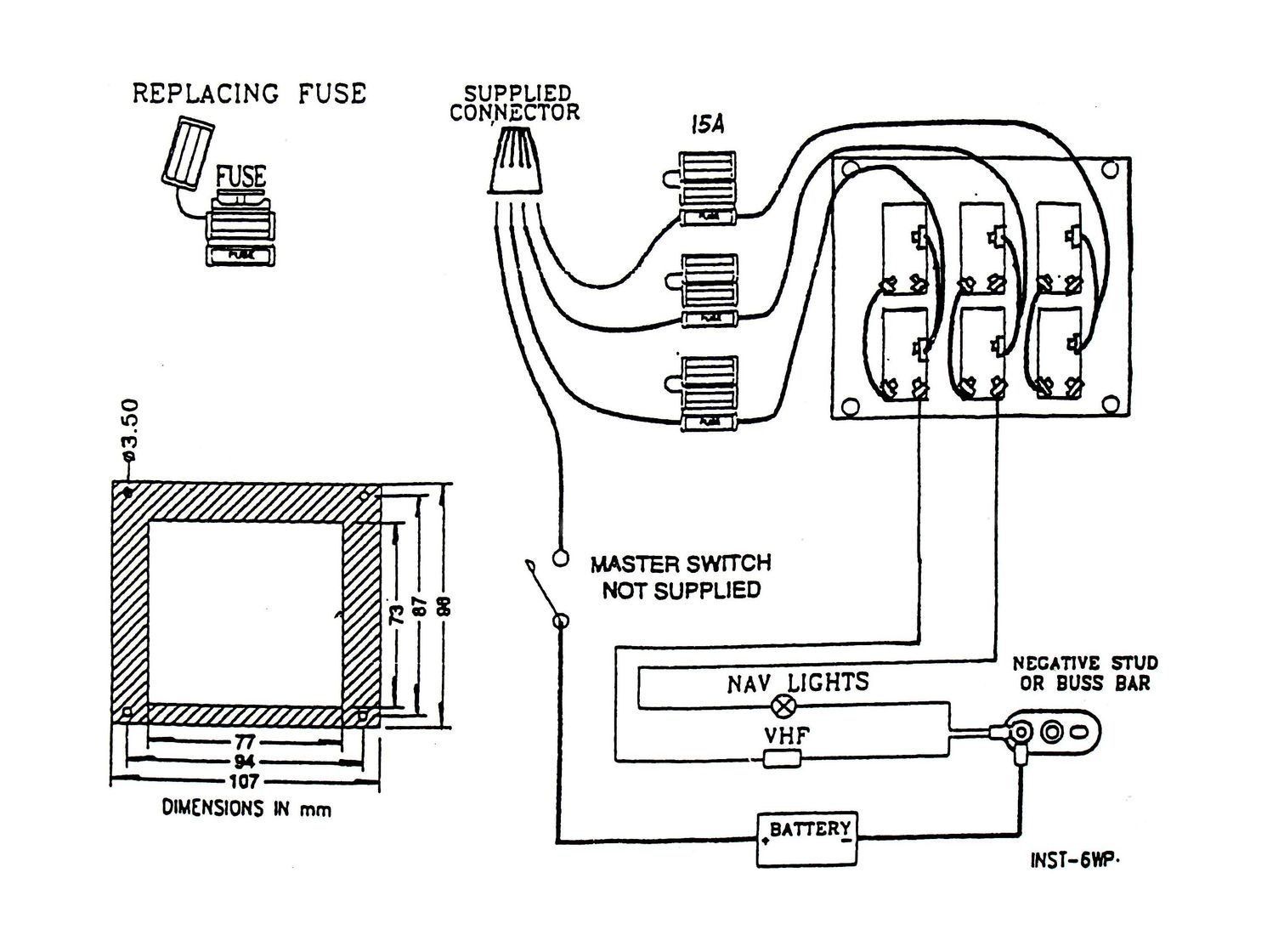 картинка Панель бортового питания 6 переключателей, серебристая