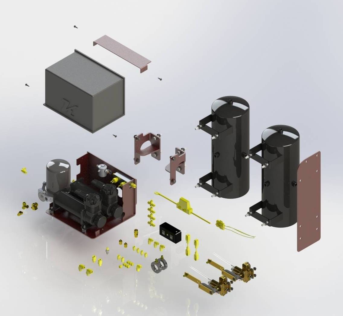 картинка Механическая система самовыравнивания подвески с двумя компрессорами (4-рычажная подвеска)