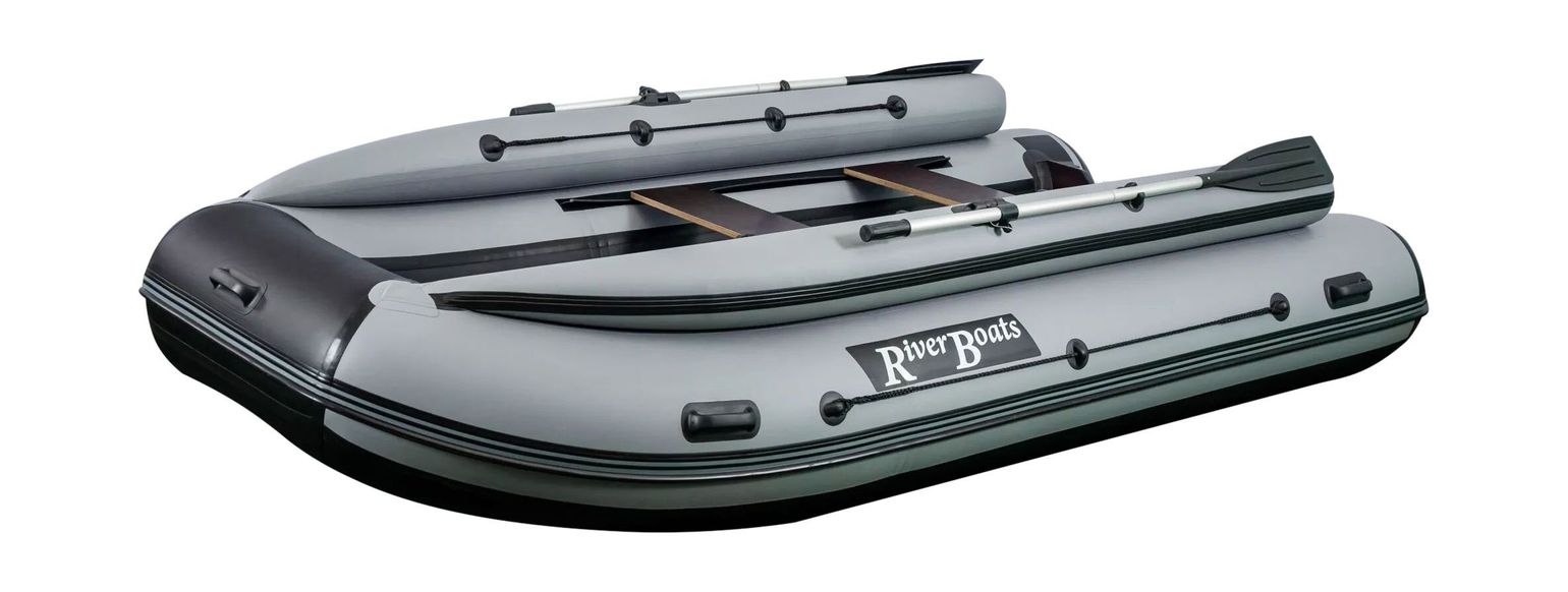 картинка Надувная лодка ПВХ, RiverBoats RB 370 НДНД, ф/б, черно-серый