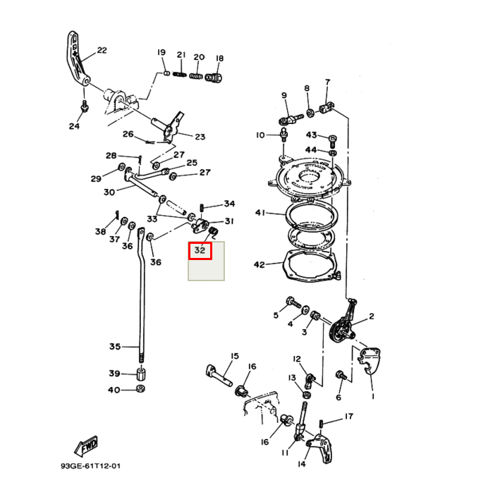 Пружина оси включения хода Yamaha 25-30 (YUELANG)