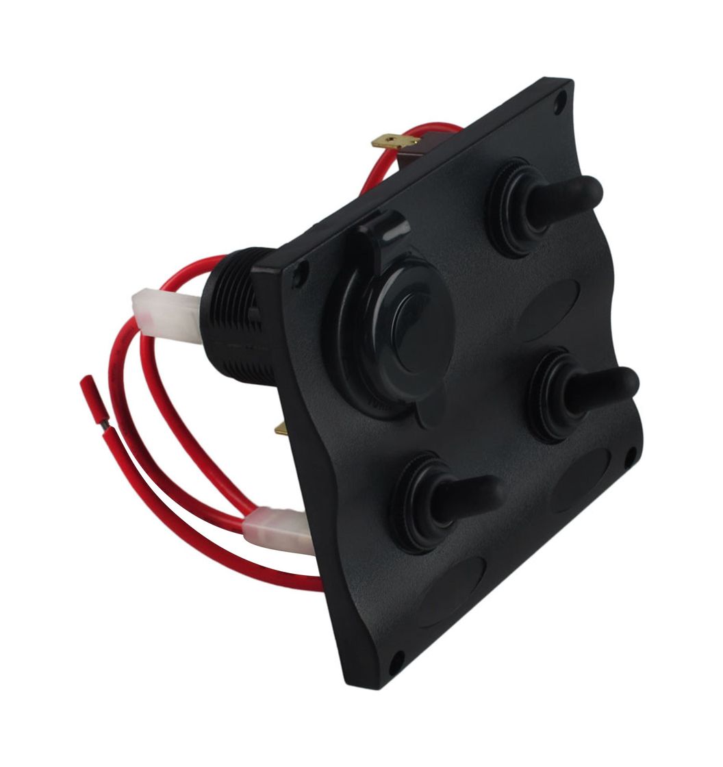 картинка Панель бортового питания 3 переключателя, разъем прикуривателя