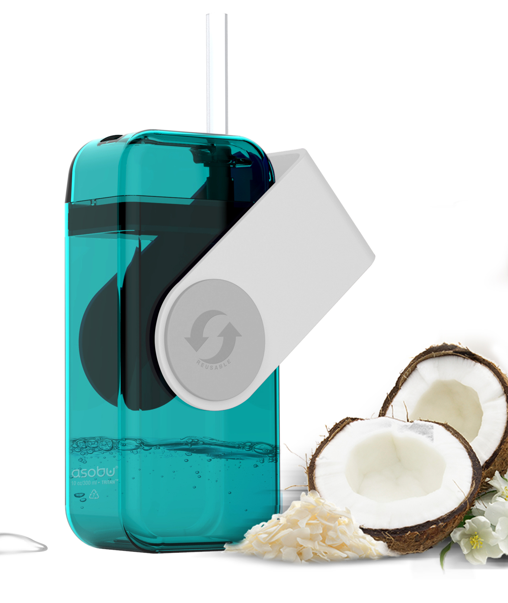 картинка Бутылка JUICY DRINK, 290 мл, бирюза/белый