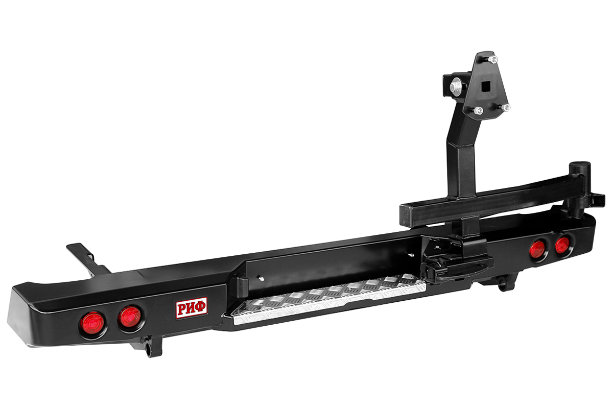 картинка Бампер задний РИФ для Toyota Hilux 2005-2014 с фонарями и калиткой, без фаркопа