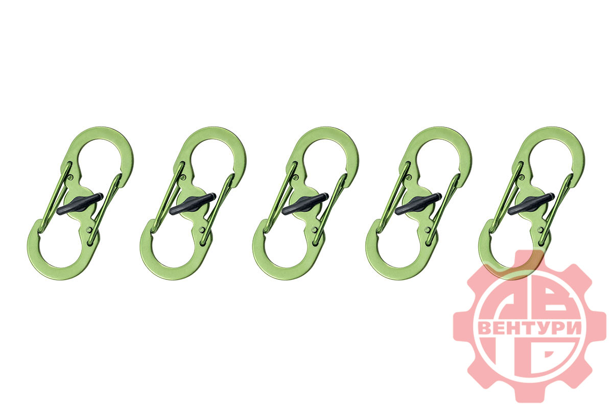 картинка Карабин s-образный с блокировкой 36мм (green)