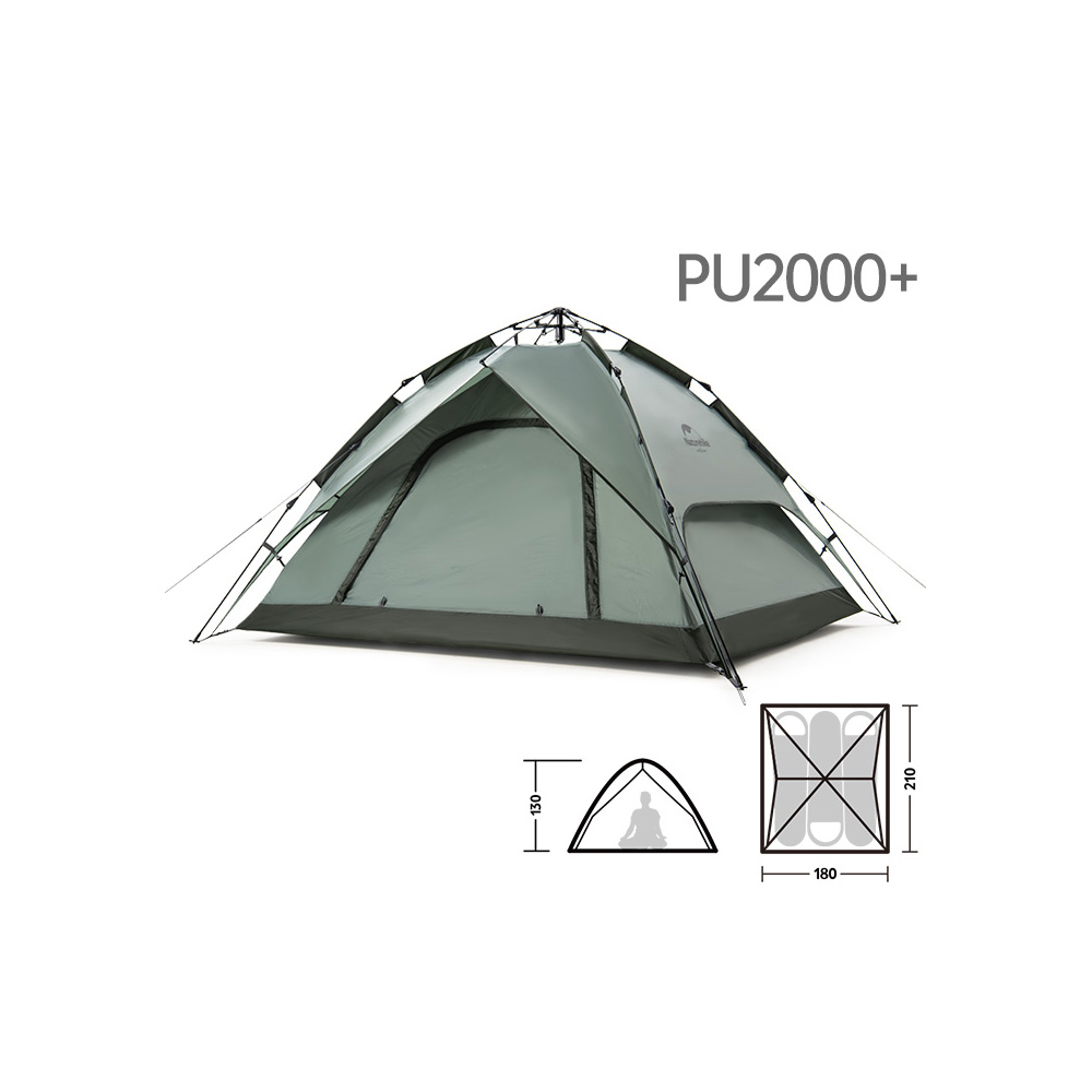 картинка Палатка Naturehike автоматическая NH21ZP008, трехместная, серо-зеленая, 6927595777442