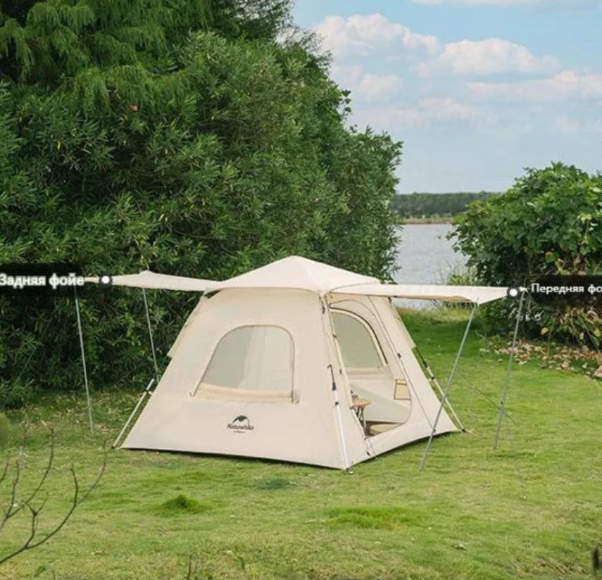картинка Палатка Naturehike Ango 3-местная, автоматическая, тент, снежная юбка, бежевая