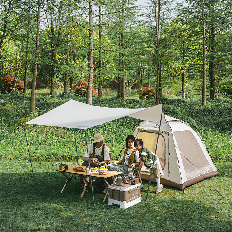 Палатка Naturehike Ango Picnic CNK2450WS021  трёхместная c навесом бежевая c черным