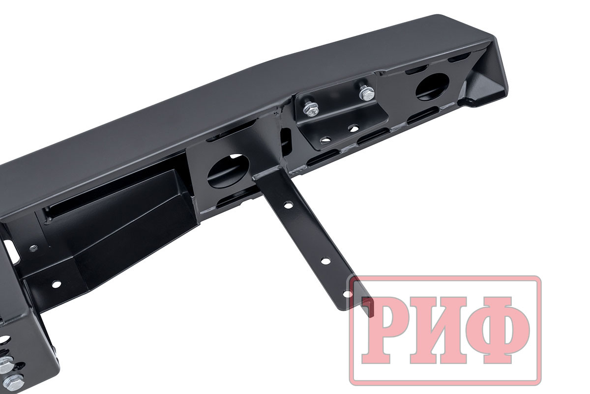 картинка Бампер РИФ задний УАЗ Хантер с площадкой под лебедку, калиткой (справа) и фонарями, лифт 65 мм