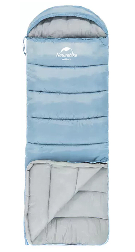 Мешок спальный Naturehike U250, (190х30)х75 см, (левый) (ТК: +6C), голубой