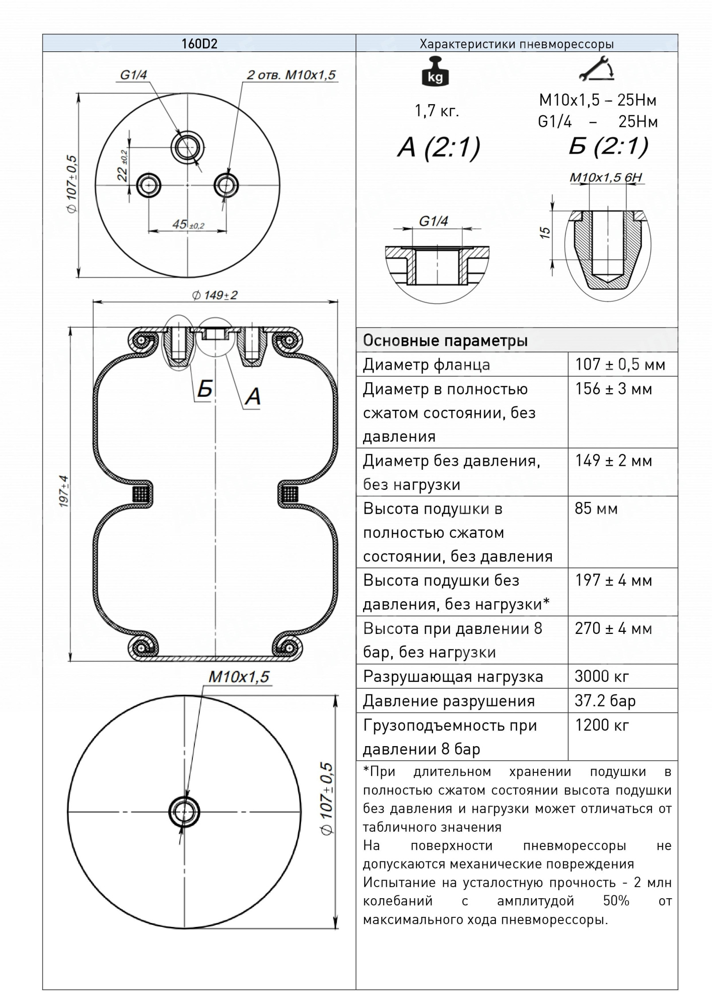 картинка Пневмоподушка 160D2 (сильфон двойной закрытый)