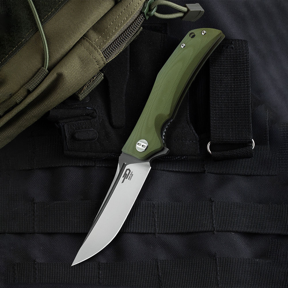 картинка Нож Bestech Scimitar сталь D2, рукоять G10 зеленая