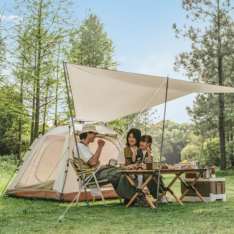 Палатка Naturehike Ango Picnic CNK2450WS021  трёхместная c навесом бежевая c черным