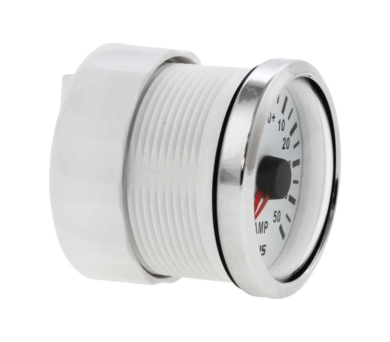 картинка Амперметр аналоговый -/+50 А, белый циферблат, нержавеющий ободок, д. 52 мм