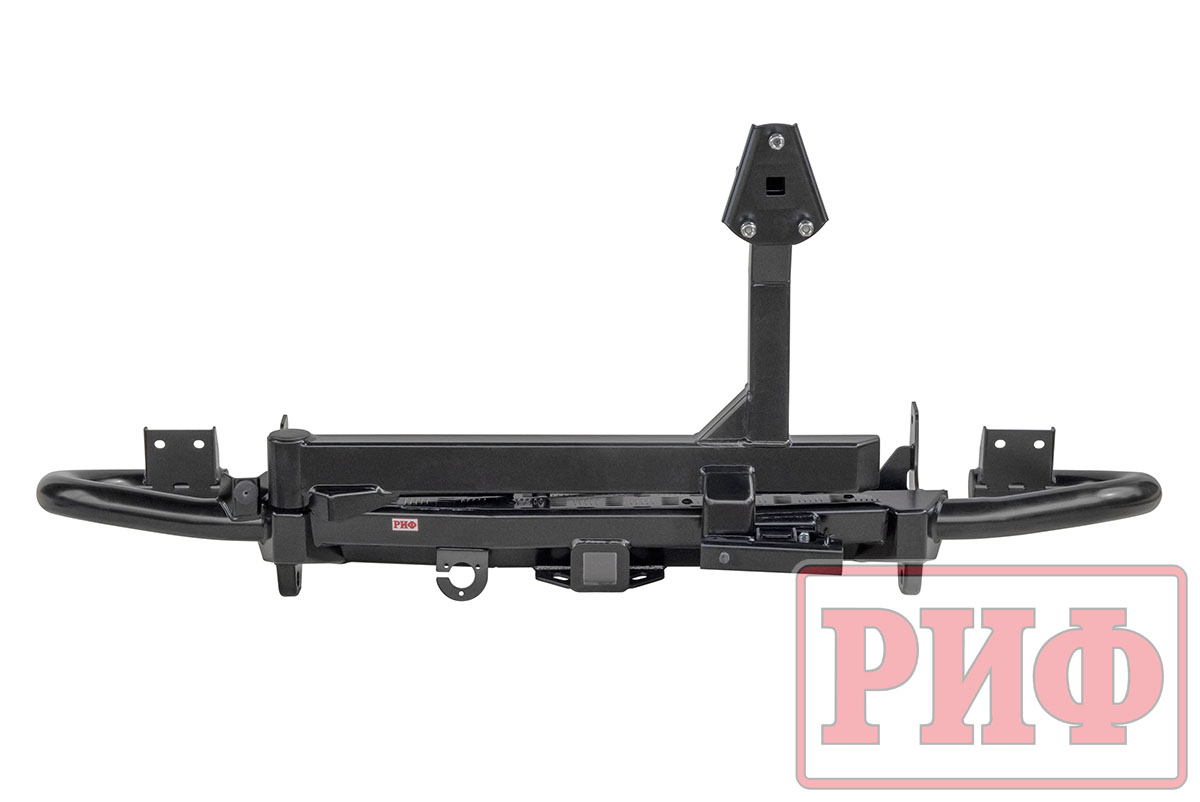 картинка Бампер задний РИФ УАЗ Патриот 2005+ c квадратом под фаркоп и калиткой, стандарт